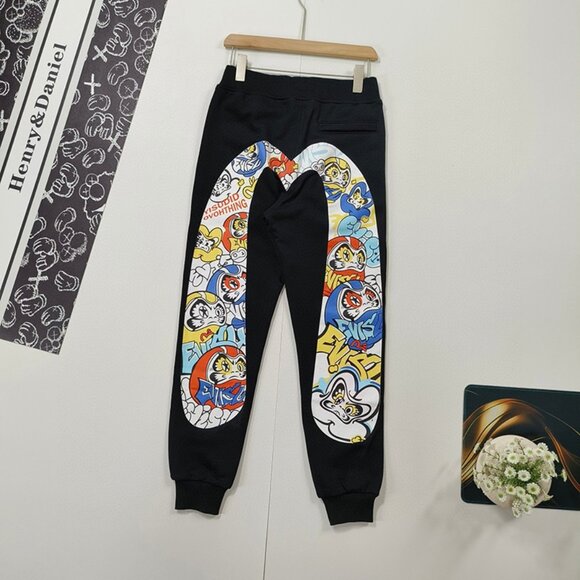 Graffiti Daruma Daicock Evisu Print Sweatpants Men's